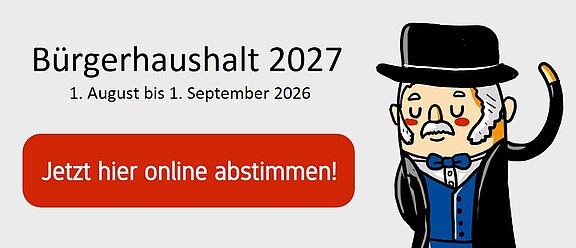 Abstimmung zum Bürgerhaushalt Grafik zum Bürgerhaushalt. Diese verlinkt zur laufenden Abstimmung.