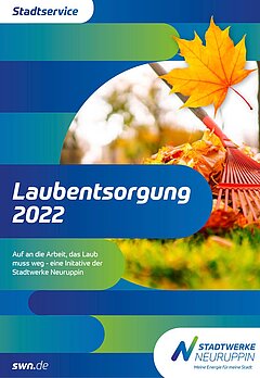 Vorderansicht der Flyers der Stadtwerke Neuruppin zur Laubsammelaktion 2022