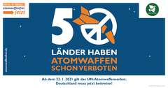 Logo zum Inkrafttreten des Atomwaffenverbotsvertrages